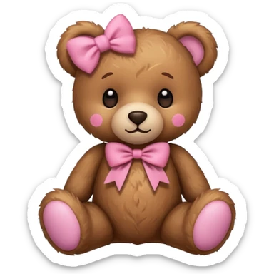 Cute teddy bear with a pink bow. sticker