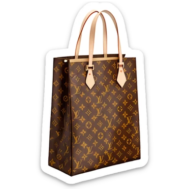 Louis Vuitton paper shopping bag with classic brown LV monogram pattern sticker