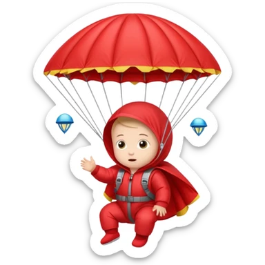 Skydiving baby with parachute and UFO red sticker