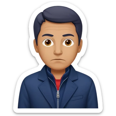 Security, Middle-aged, wearing navy blue jacket, serious facial expression, full body sticker