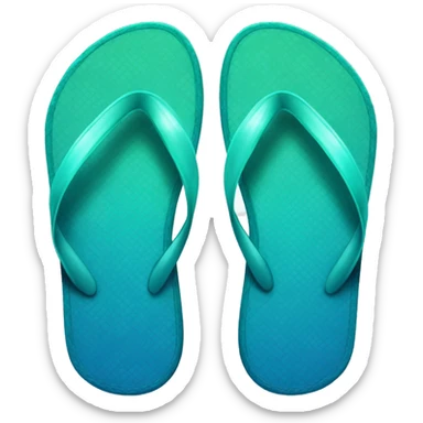 Realistic dark turquoise gradient pair of summer flip flops isolated. sticker