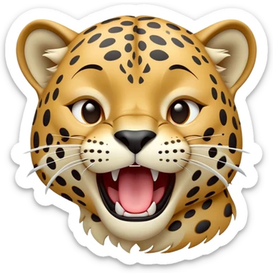 cinematic-cute-yawning-jaguar-portrait-emoji,-head-tilted-slightly-with-a-dramatic,-wide-open-yawn,-showcasing-a-lithe,-graceful-build-with-distinctive-rosette-patterns-and-sleepy,-half-closed-eyes,-simplified-yet-irresistibly-adorable sticker
