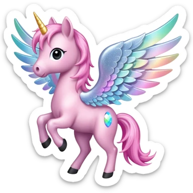 Sparkly little soft pink pony wings  sticker