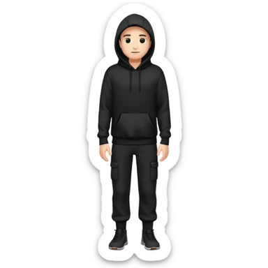 fullbody Mysterious man in black hoodie, hands in pockets and black pants sticker