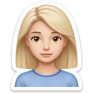 Clean girl influencer emoji-style character, head and shoulders portrait (chest-up crop), minimal makeup, natural glow skin, soft confident smile, sleek hair, neutral pastel outfit sticker