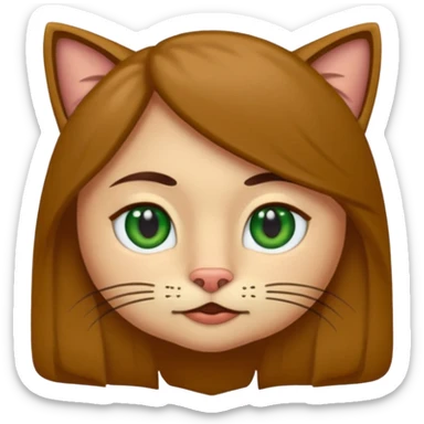 Crea un emoji donde salga un chico de pelo moreno con los ojos claros, una chica de pelo morena con los ojos marrones claros y UN gato europeo comun de pelaje marron oscuro y ojos verde claro, quiero que se esten abrazando el chico y la chica, y el gato este en el medio de los dos sticker