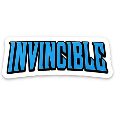 Change the color scheme to blue with a thick black outline, keep the clean, modern superhero font, no background. sticker