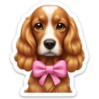 Un cocker fauve avec un noeud rose sticker