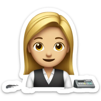 person working at the cash register  sticker