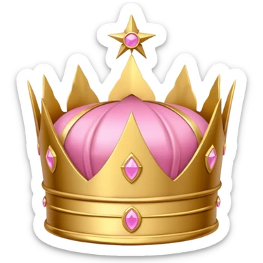 A luxurious golden crown with pink accents and elegant details, featuring a prominent empty space or cutout in the center sticker