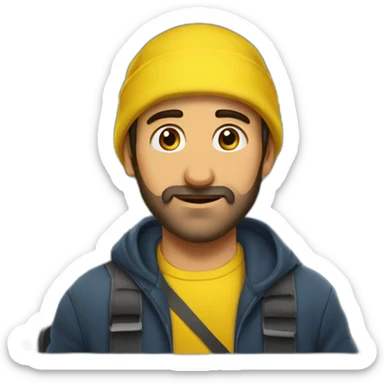 Armenian men in yellow clothing in the bus sticker