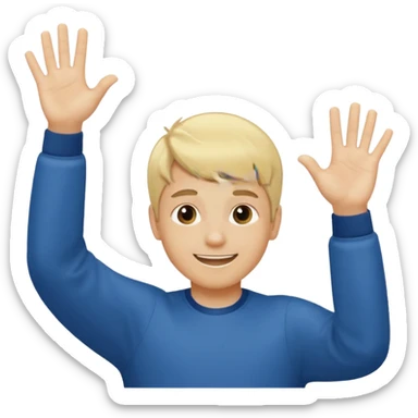Boy, blonde hair with two hands up saying 67 sticker