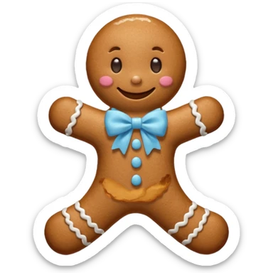 Gingerbread man with light blue bow sticker