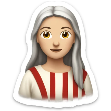 White woman 11th century, with vertical red striped tunic sticker