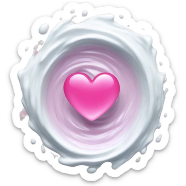 White whirlpool with water and a pink heart sticker