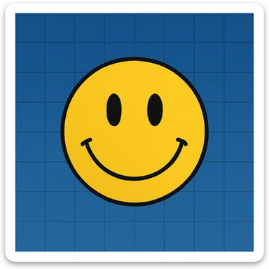 Frame 7: Background is mostly blue, only a little gradient left, grid lines mostly drawn, smiley face unchanged sticker