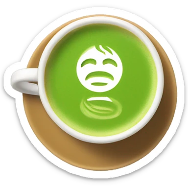 Matcha latte in robin cup sticker