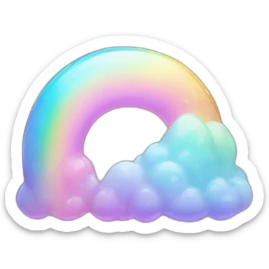 glossy Pastel iridescent rainbow crystal crescent sticker