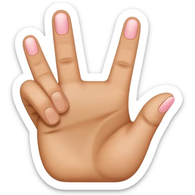 A palm that looks like the iPhone emoji 🤙🏼 but has three fingers up - thumb, middle and a pinky. Index and ring are down. sticker