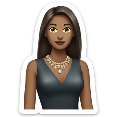 Beautiful brunette straight hair white women with jewelry  sticker