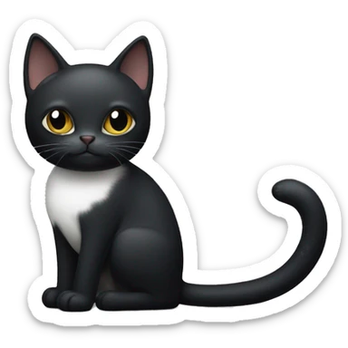 Black cat with a white patch on its stomach sticker