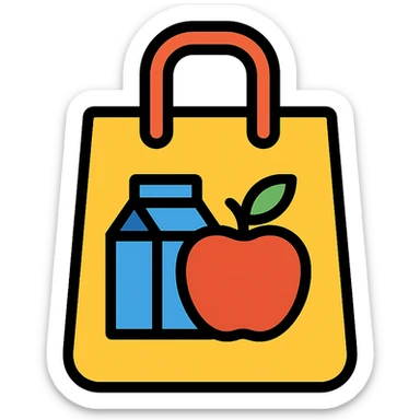 colored icon of a shopping bag representing goods sticker