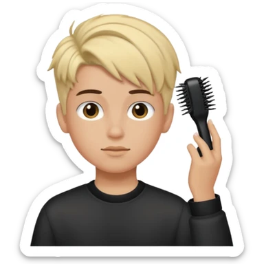 Nonbinary boy styling hair sticker