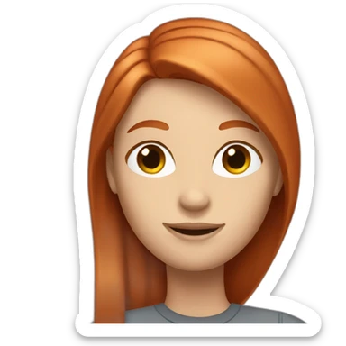 redhead white woman with medium long straight hair, saying evetything is ok sticker