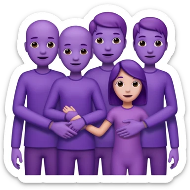 purple group no eyes no nose holding hands sticker