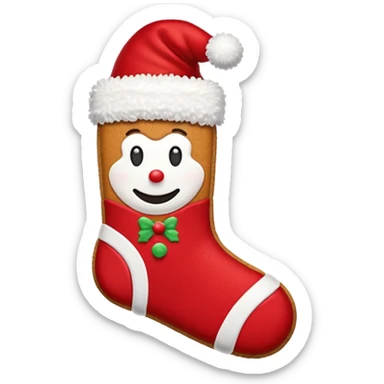 gingerbread cookie in red chrismast sock shape sticker