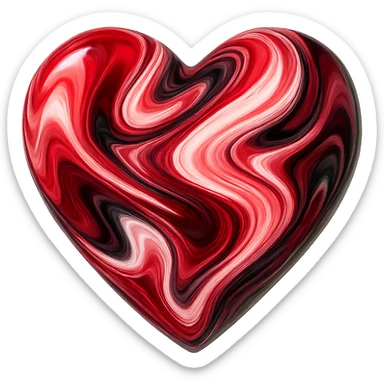 heart with a swirling marble effect sticker