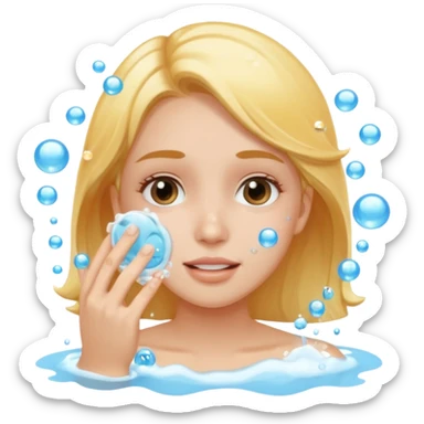 a female washing  her face sticker
