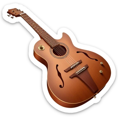 Cinematic Realistic Guitar, smooth mahogany body with deep wood grain, metal strings catching soft reflections, intricate tuning pegs gleaming subtly, warm light accentuating the contours, glowing with the warmth of music and craftsmanship. sticker