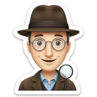Jewish man wearing fedora with a very long nose that goes past his chin and circular glasses sticker