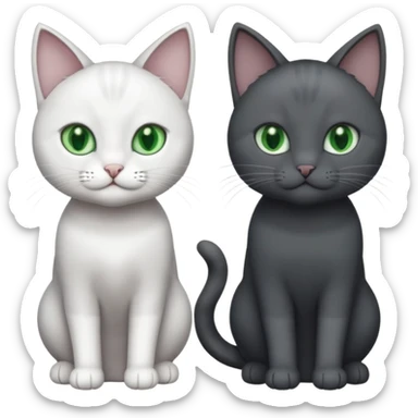 2 different coloured grey cats including one dark grey and white cat and one completely solid dark grey cat with green eyes and only white paws sticker