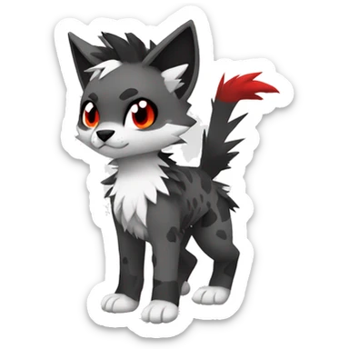 cool edgy black white grey punk red animal hybrid Fakemon full body sticker