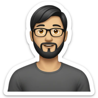 half asian designer with glasses and black hair and beard sticker