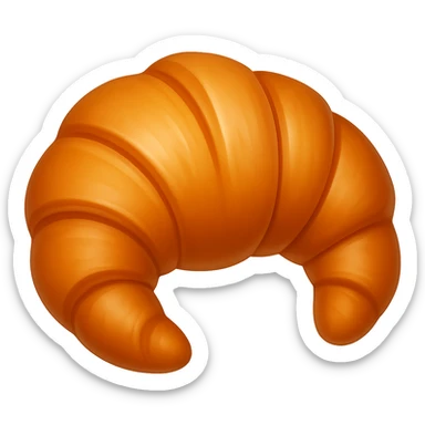 Create another croissant in the style of Apple emojis, with no background. The style is apple emoji style, concise prompt. sticker