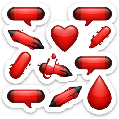blood emoji that is a mix or red & black sticker