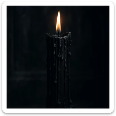 gothic black candle with dripping wax, mysterious sticker