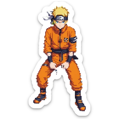 Naruto wearing iconic orange jumpsuit and ninja headband sticker