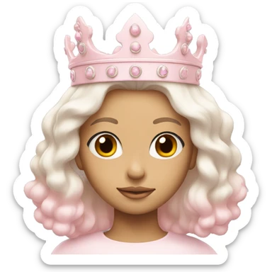White and pastel pink crown sticker