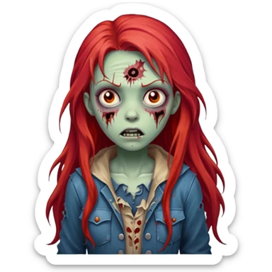garota zumbi assustadora com o cabelo vermelho longo sticker