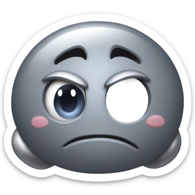 Metal cute Kirby bubble Gray ball driving on car wheels with mad eyebrows  sticker