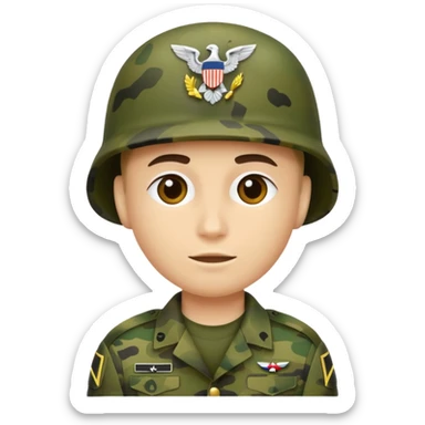 A soldier that there face is camouflage like the army uniform sticker