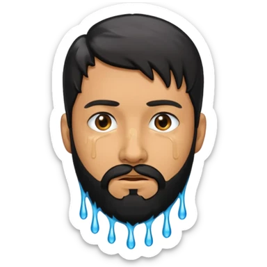Man with black beard that is dripping wet sticker