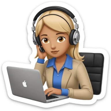 super busy female looking at the laptop and headphones do not disturb sticker