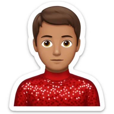 Murray Cook from The Wiggles with brown hair, red sequin skivvy shirt sticker