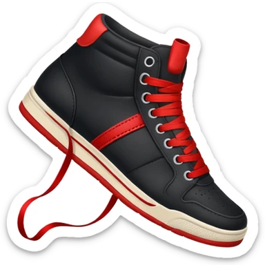an ios genmoji for pair of black mid top sneakers with red laces sticker