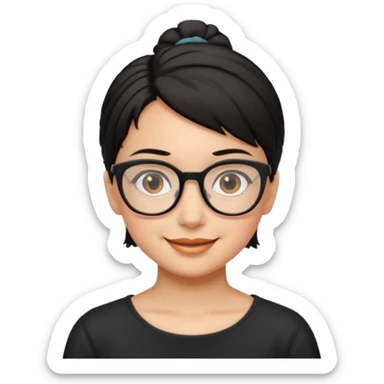 Ragazza con i capelli corti neri legati  con gli occhiali e gli occhi marroni sticker